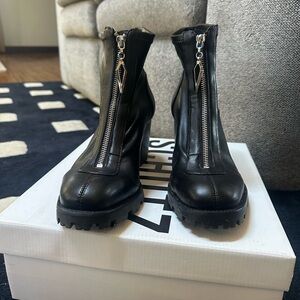 Black Zipper Ankle Boots